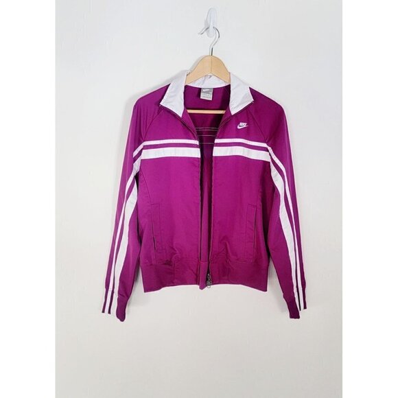 Nike Y2K Track Purple White Collared Full Zip Athleisure Women's Jacket Size M - Picture 2 of 9